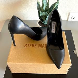 Steve Madden, Vala Black Leather Heel, 7.5,